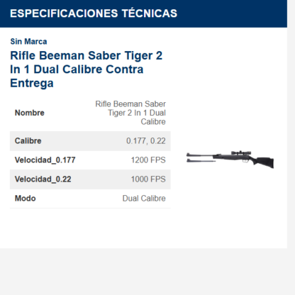 rifle-beeman-saber-tiger-2-in-1-dual-calibre-contra-entrega