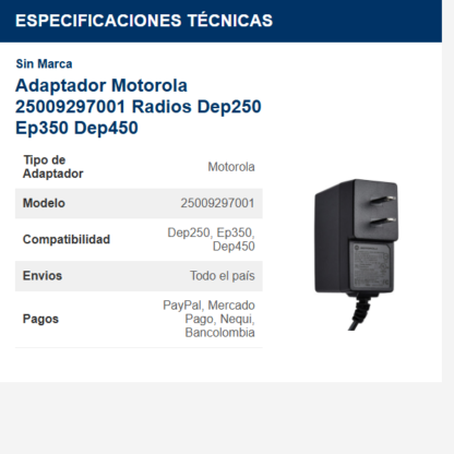 adaptador-motorola-25009297001-radios-dep250-ep350-dep450