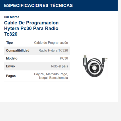 cable-de-programacion-hytera-pc30-para-radio-tc320