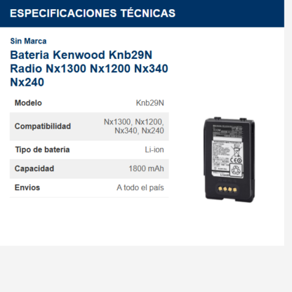 bateria-kenwood-knb29n-radio-nx1300-nx1200-nx340-nx240