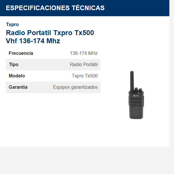 radio-portatil-txpro-tx500-vhf-136-174-mhz