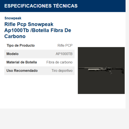rifle-pcp-snowpeak-ap1000tb-botella-fibra-de-carbono