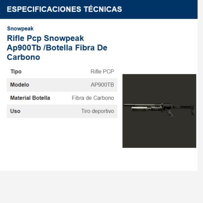 rifle-pcp-snowpeak-ap900tb-botella-fibra-de-carbono